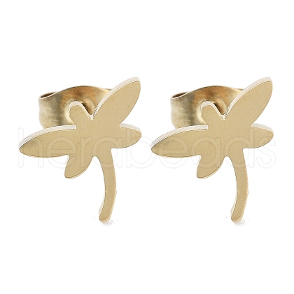 PVD Vacuum Plating 304 Stainless Steel Stud Earrings for Women EJEW-A048-25G-1