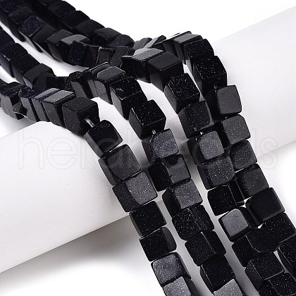Synthetic Blue Goldstone Beads Strands G-T139-8x8-18B-1