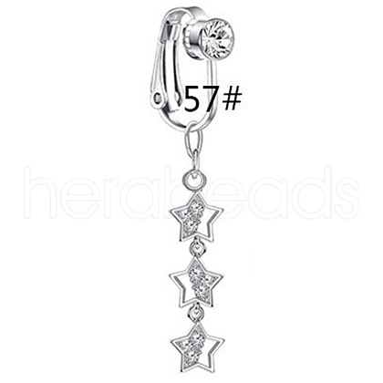 304 Stainless Steel Pave Clear Cubic Zirconia Clip on Belly Rings FS-WGD716D-07-1