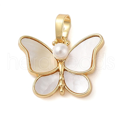 Brass Pave Shell Pendants KK-I712-24G-1