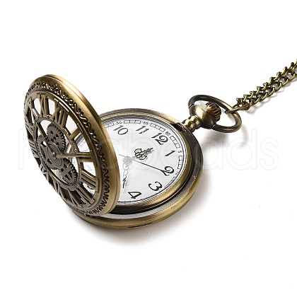 Alloy Glass Pendant Pocket Necklace WACH-S002-07AB-1