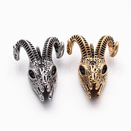 Retro 304 Stainless Steel Goat Skull Pendants STAS-E094-11-1