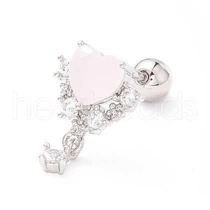 Heart Cat Eye Stud Earrings for Women EJEW-A065-07P-1