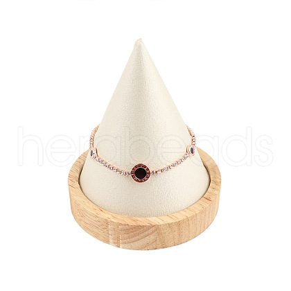 Cone Wooden Single Bracelets Display Holder with Base WOCR-PW0003-57A-1