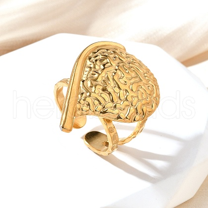304 Stainless Steel Open Cuff Ring for Women RJEW-A053-06G-06-1