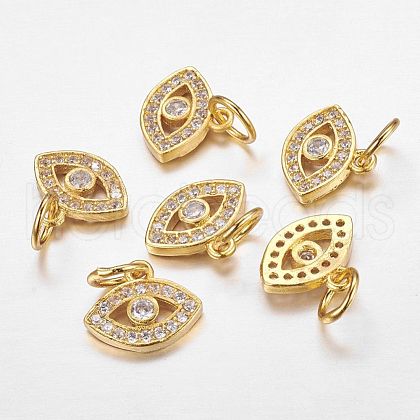Brass Micro Pave Cubic Zirconia Charms X-ZIRC-L018-10G-1