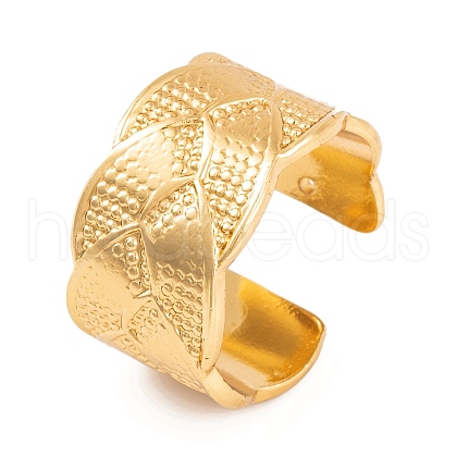 PVD Vacuum Plating 304 Stainless Steel Twist Open Cuff Rings RJEW-G316-02G-1