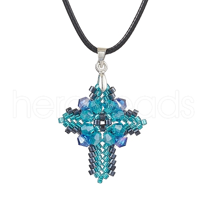 Transparent Electroplate Glass Pendant Necklaces NJEW-MZ00040-04-1