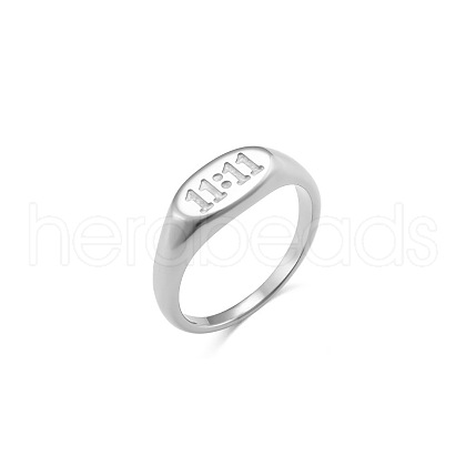 Lucky Number 11:11 Stainless Steel Elliptical Ring for Women ST1500328-1