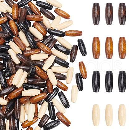 HOBBIESAY 160Pcs 4 Colors Natural Maple Wood Beads WOOD-HY0001-18-1