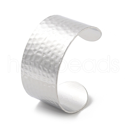 Non-Tarnish 304 Stainless Steel Textured Wide Open Cuff Bangles for Women BJEW-Z067-01P-01-1