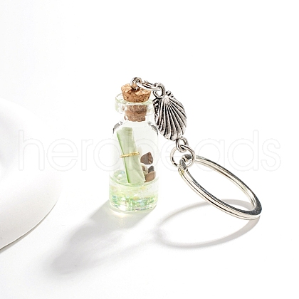 Glass Wishing Bottle Pendant Keychain PW-WG5EE2B-06-1