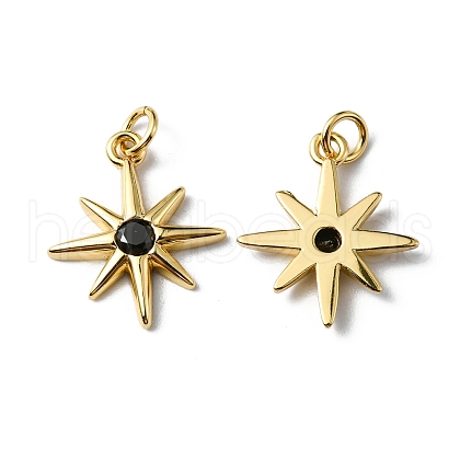 Rack Plating Brass Micro Pave Cubic Zirconia Pendants KK-P235-02G-1