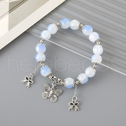Chinese Style Round Glass Beaded Stretch Bracelets HP8595-2-1