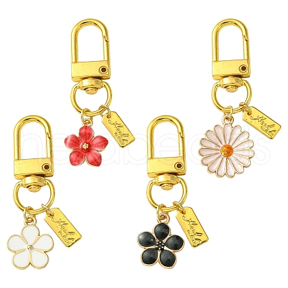 Alloy Enamel Flower Pendant Decorations HJEW-YW00003-1