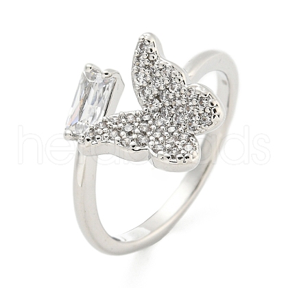 Brass Micro Pave Cubic Zirconia Cuff Rings RJEW-I103-092P-1