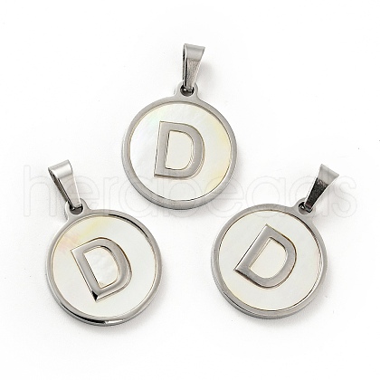304 Stainless Steel with White Shell Pendants STAS-G268-01D-P-1