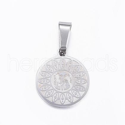 Non-Tarnish 304 Stainless Steel Pendants with 201 Stainless Steel Clasp STAS-H355-09P-1