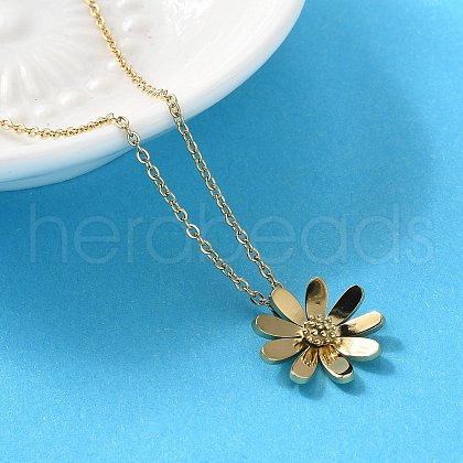 304 Stainless Steel Flower Pendant Necklaces for Women NJEW-A045-16G-1