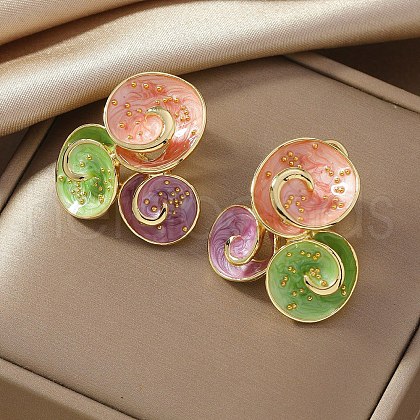 Alloy Enamel Stud Earrings UQ1707-1-1