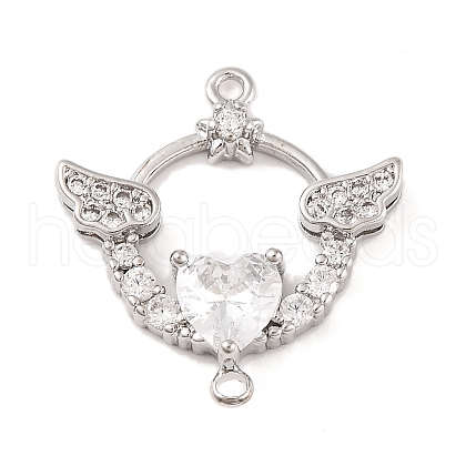 Brass Pave Clear Cubic Zirconia Connector Charms KK-S389-36P-1