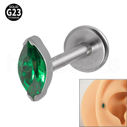 G23 Titanium Cubic Zirconia Horse Eye 17 Gauge Threadless Labrets for Women Men WG9E7C9-08-1