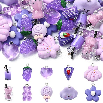 50Pcs 10 Styles Resin Pendants CRES-YW0001-32-1
