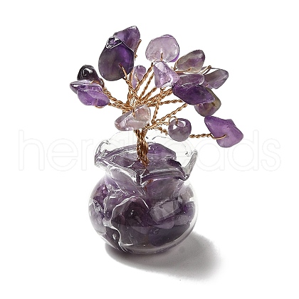 Natural Amethyst Chips Tree Decorations DJEW-Z007-02G-1