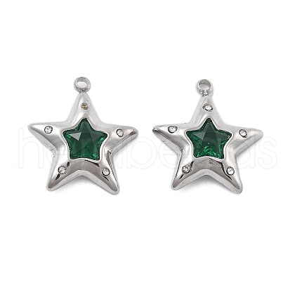 304 Stainless Steel Micro Pave Cubic Zirconia Pendants STAS-Z121-44P-1