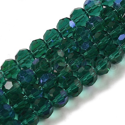 Electroplate Transparent Glass Beads Strands EGLA-A035-T6mm-L18-1