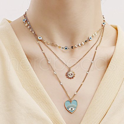 Alloy Rhinestone 3 Layer Necklaces WGF0AED-01-1
