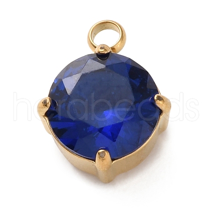 304 Stainless Steel Micro Pave Cubic Zirconia Pendants STAS-K292-01G-09-1