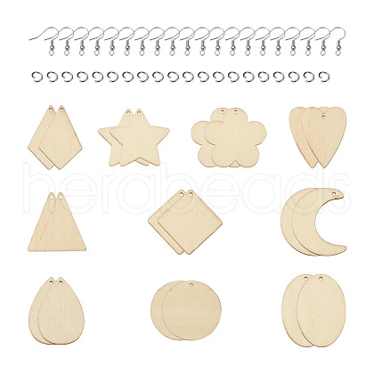 DIY Dangle Earring Making Kits WOOD-TA0001-44-1