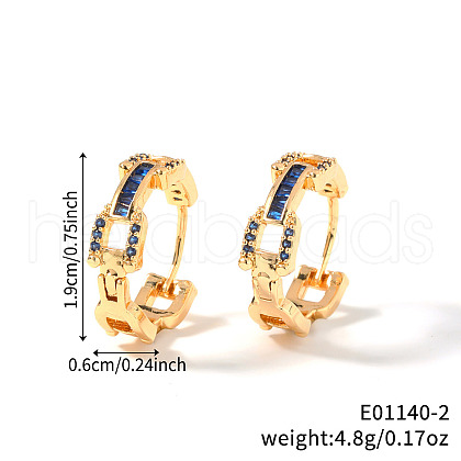 Fashionable Brass Cubic Zirconia Ring Hoop Earrings DR3389-1-1