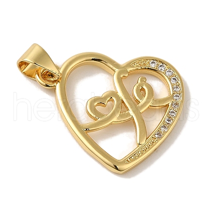 Rack Plating Brass Micro Pave Clear Cubic Zirconia Pendants KK-P267-05B-G-1