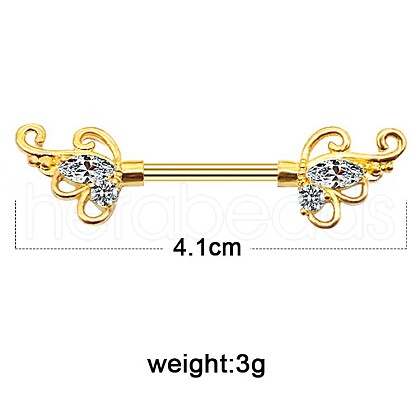 316L Surgical Stainless Steel Micro Pave Cubic Zirconia Nipple Rings WG1853C-06-1