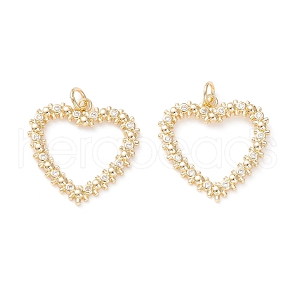 Brass Micro Pave Clear Cubic Zirconia Pendants KK-D067-05G-RS-1