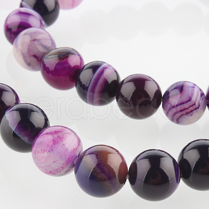 Natural Gemstone Agate Round Bead Strands G-E233-02-1