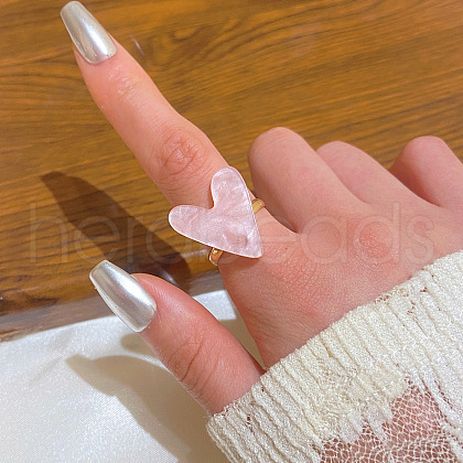 Heart Brass with Acrylic Finger Rings for Women FS-WG6A11D-02-1