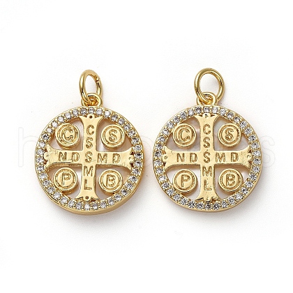 Golden Tone Brass Micro Pave Cubic Zirconia Pendants KK-I658-30B-1