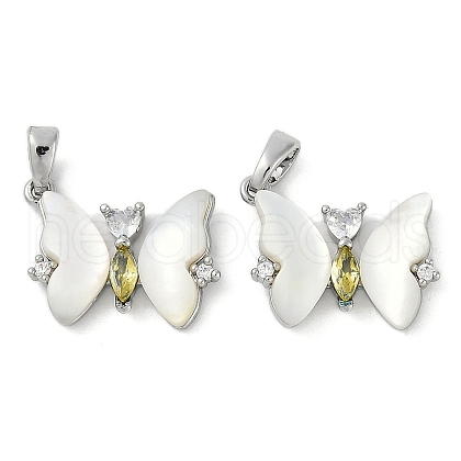 Natural White Shell Butterfly Pendants KK-U043-26P-1