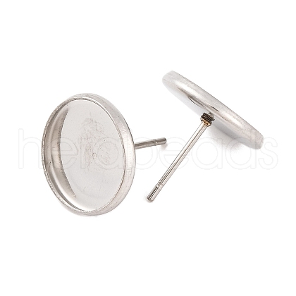 Tarnish Resistant 304 Stainless Steel Flat Round Stud Earring Settings STAS-I017-01-1