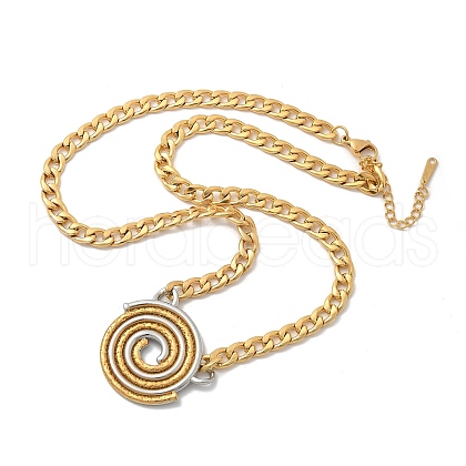 304 Stainless Steel Flat Round Vortex Pendant Twisted Chain Necklaces for Women STAS-Z117-09GP-1