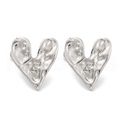 Non-Tarnish Heart Ion Plating(IP) 304 Stainless Steel Stud Earrings EJEW-H013-34P-1