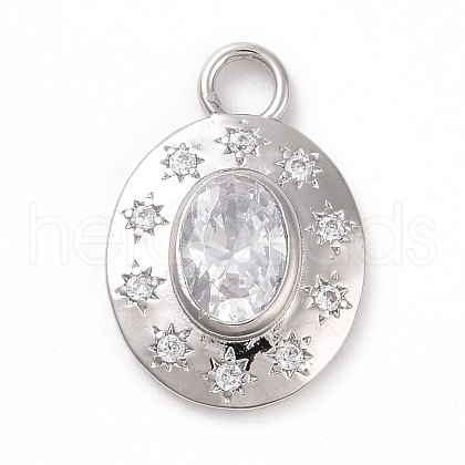 Eco-friendly Brass Micro Pave Cubic Zirconia Pendants KK-D079-23P-01-1