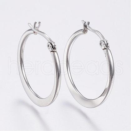 Tarnish Resistant 304 Stainless Steel Hoop Earrings EJEW-F105-22P-1