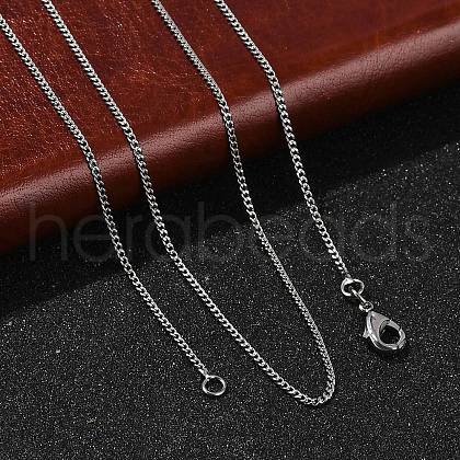 1mm Rack Plating Brass Curb Chain Necklaces for Women Men MAK-L044-26P-1