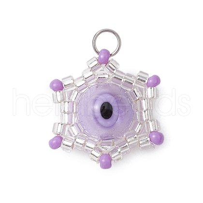 Beaded Star Eye Charms PALLOY-MZ00574-06-1