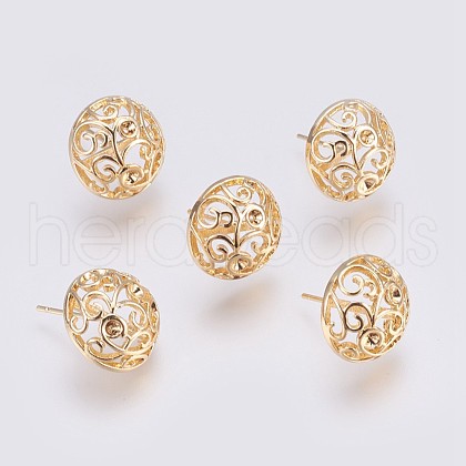 Brass Stud Earrings Settings KK-I622-40G-NF-1