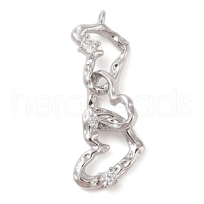 Brass Micro Pave Clear Cubic Zirconia Pendants KK-S388-12P-1